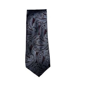 Pronto Uomo Platinum Maroon Silver Presley Pattern Silk Tie